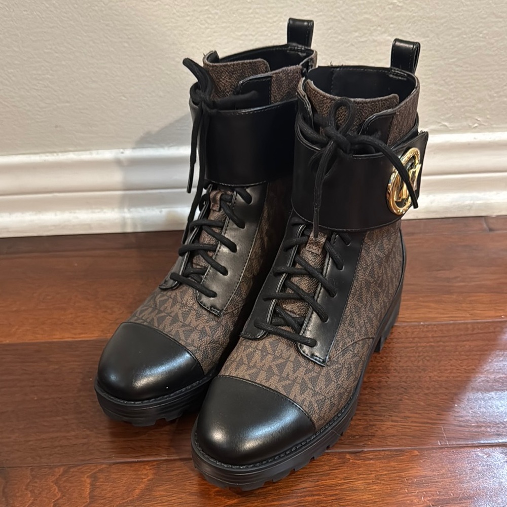 Michael Kors Collection Black and Brown Combat Boots